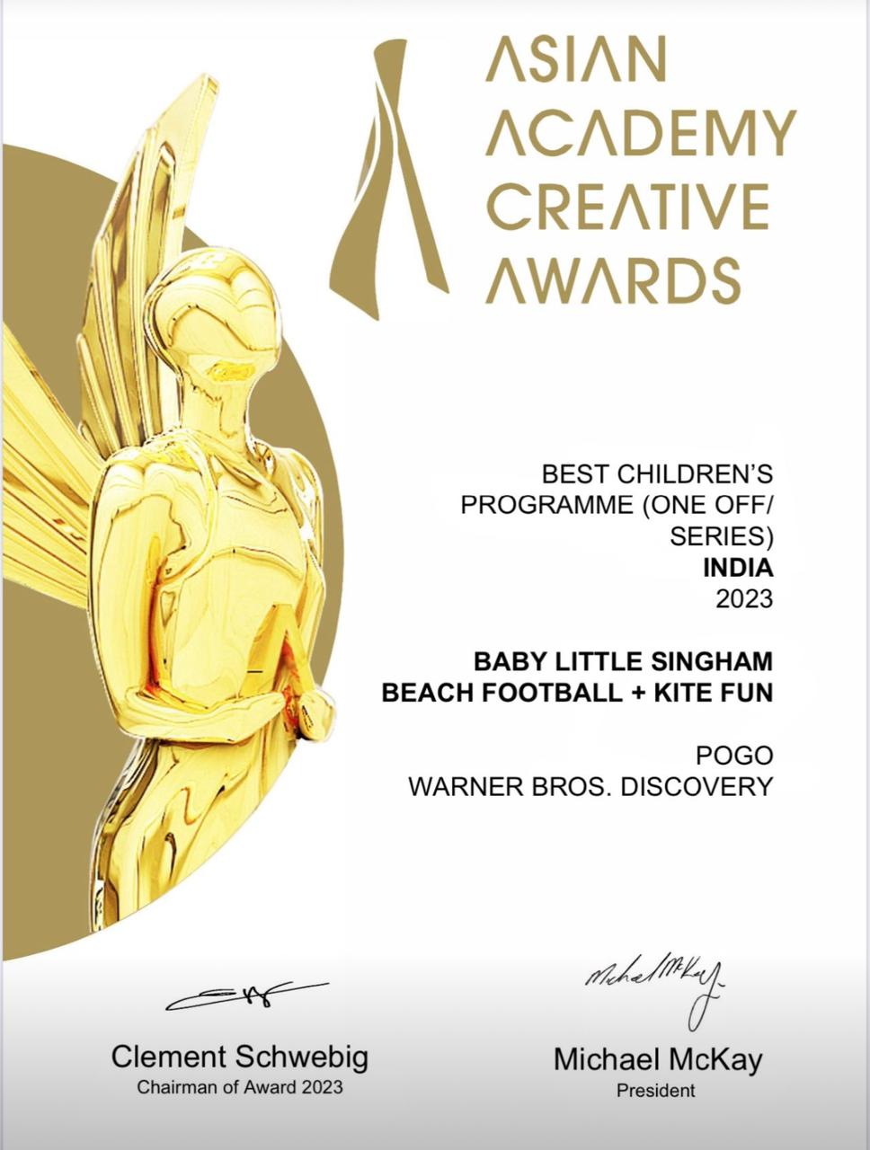 Reliance Animation — Best Children’s Programme India 2023 - Baby Little Singham - Asian Academy Creative Awards